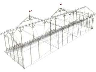 Cricket Stadium Spectator Stand 3D Model preview
