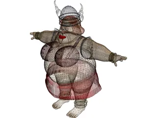 Female Opera Singer Cartoon 3D Model preview