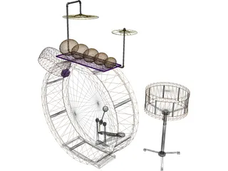 Antique Drum Kit 3D Model preview