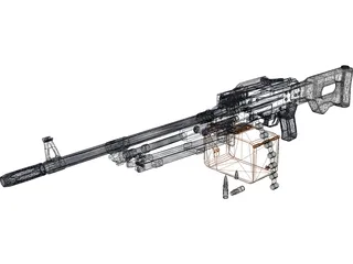 Kalashnikov Hand Machinegun 3D Model preview