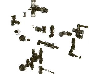 Pipe Couplings Set 3D Model preview