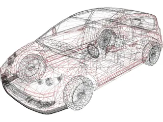 Citroen C4 2.0i VTR 3D Model preview