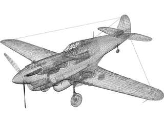 Curtiss P-40 3D Model preview