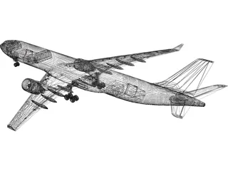 Airbus A330-300 Thai 3D Model preview