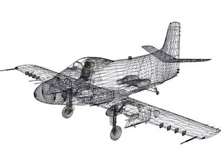 Douglas A2D-1 Skyshark 3D Model preview