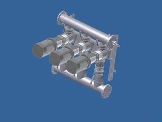 Grundfos Pump Set 3D Model preview