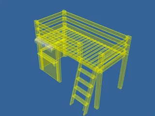 Loft Bed Children with Store 3D Model preview