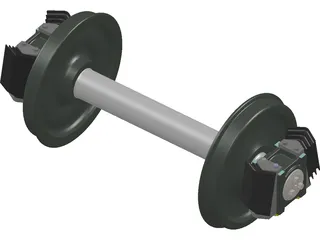 Freight Train Axle 3D Model preview