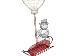 Snowman on a Snow Sled 3D Model preview