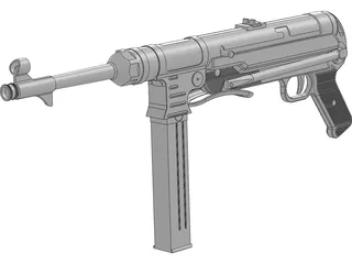 MP-40 Sub Machine Gun 3D Model preview