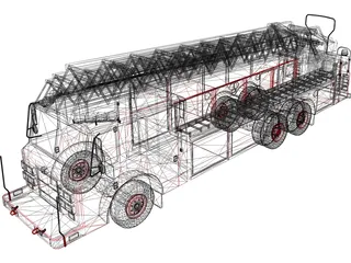 Pierce Firetruck Ladder 3D Model preview