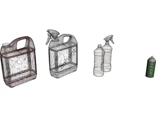 Spray Bottles 3D Model preview