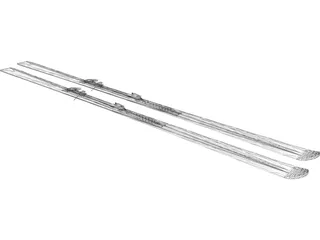 Ski Single Tip with Bindings 3D Model preview
