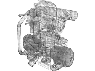 Citroen 2CV Engine 3D Model preview