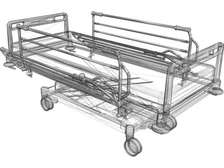 Hospital Bed 3D Model preview