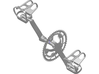 Pedals and Crankset 3D Model preview