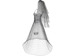 Wedding Dress 3D Model preview
