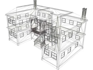 2-Story Vacation House 3D Model preview