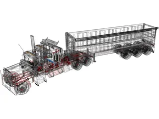Kenworth W900 with Trailer 3D Model preview