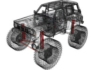 Nissan Patrol 4x4 Offroad Lifted 3D Model preview