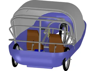Human/electric side by side recumbent vehicle 3D Model preview