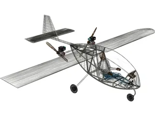 Manticore Single Seat Twin Pusher Aeroplane 3D Model preview