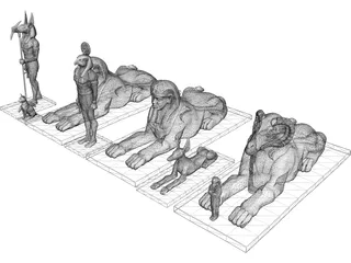 Egyptian Statues 3D Model preview