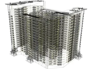 Inhabited high-rise building 3D Model preview