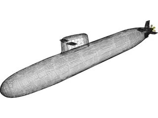Scorpene Class submarine 3D Model preview