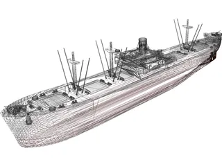 Cargo Ship WWII 3D Model preview