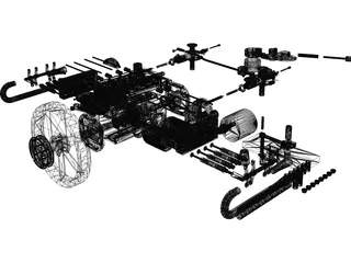 4-Cylinder Boxer Engine 3D Model preview