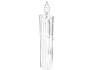 Candle With Wax Spilled 3D Model preview