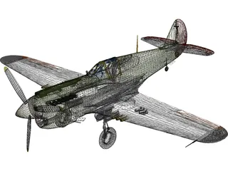 Curtiss P-40E 3D Model preview