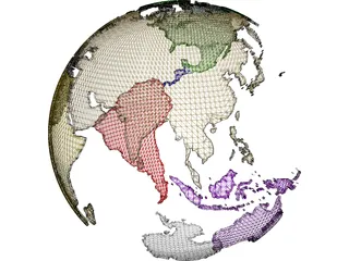 Globe Land Masses 3D Model preview