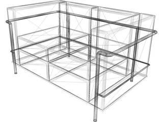 Sofa Corbusier LC-2 Two Seater 3D Model preview