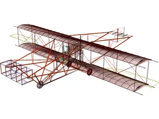 Biplane Curtis Pusher 3D Model preview