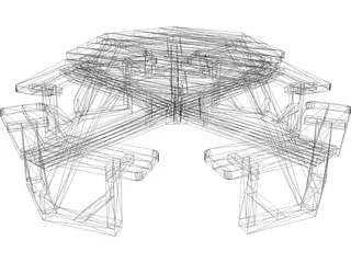 Octogonal Garden Table 3D Model preview