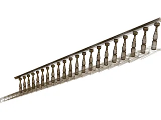 Wood Stair 3D Model preview