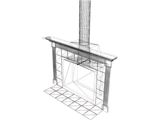 Basic Home Fireplace and Mantle 3D Model preview
