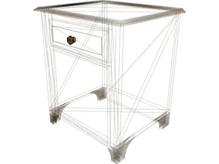 Colonial End Table with Drawer 3D Model preview
