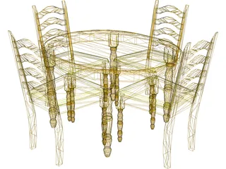 Table with Chairs 3D Model preview