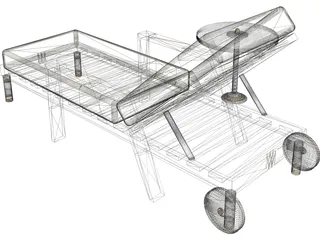 Pool Side Chaise Longue 3D Model preview