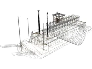 Steamboat SideWheel (1900) 3D Model preview