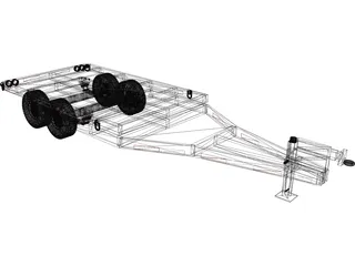 Flatbed Trailer 3D Model preview