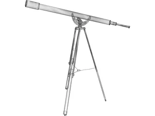 Brass Telescope on Stand 3D Model preview