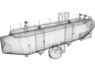 Trieste Submarine 3D Model preview