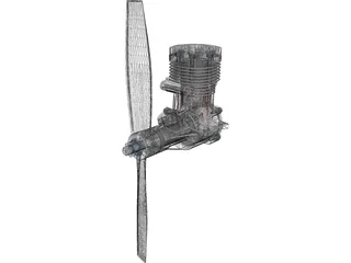 RC Motor 2T Airplane 3D Model preview