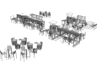 Office Furniture Set 3D Model preview