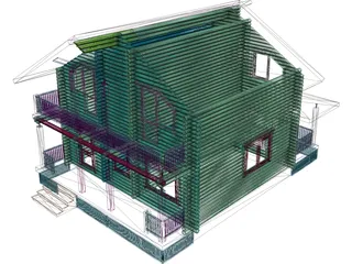 Wooden House 3D Model preview