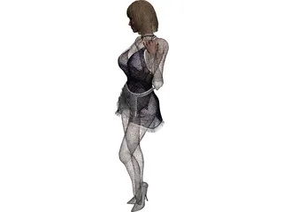 Waitress Woman Standing 3D Model preview